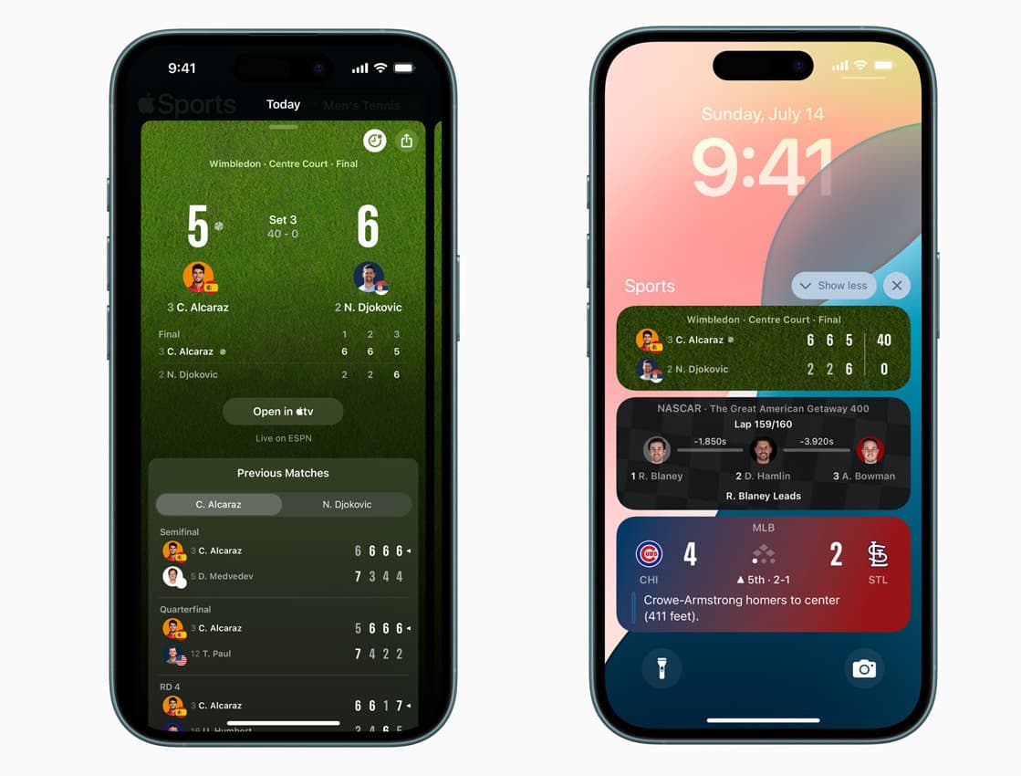 The Apple Sports app now offers tennis scores, just in time for Wimbledon The Apple Sports app now offers tennis scores, just in time for Wimbledon