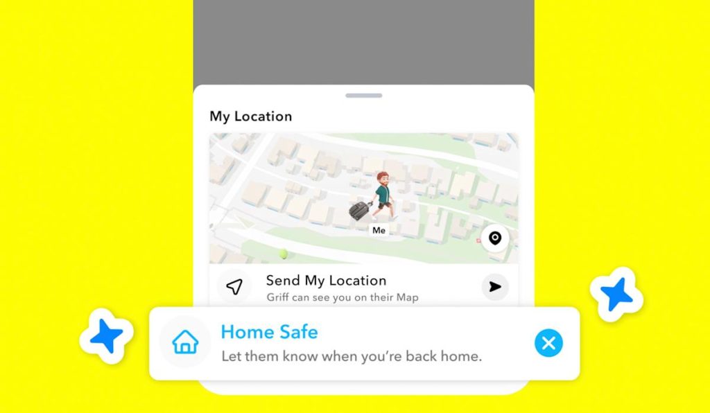 Snapchat can automatically let a trusted friend know you got home safe