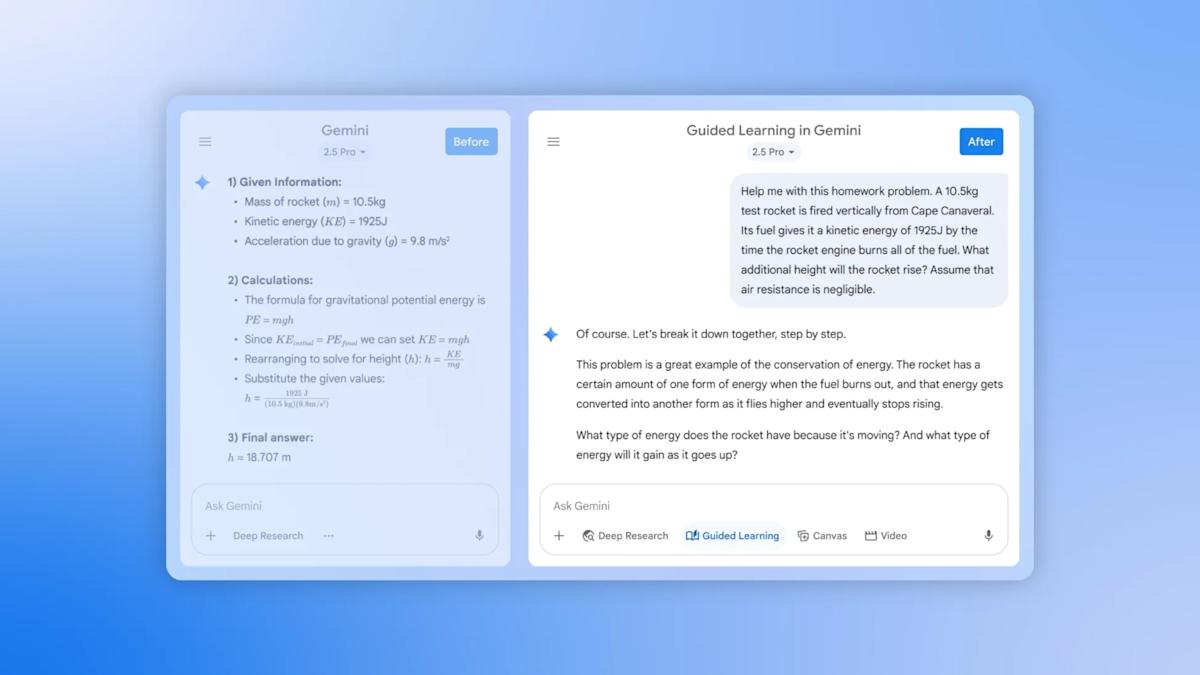 Gemini’s new Guided Learning mode can quiz students and create interactive study aids