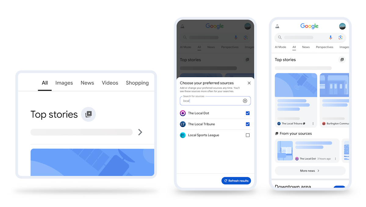 Google lets you pick preferred sources when you search
