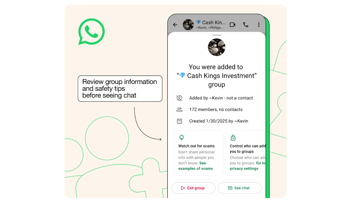 WhatsApp adds new warning about potential group chat messaging scams WhatsApp adds new warning about potential group chat messaging scams