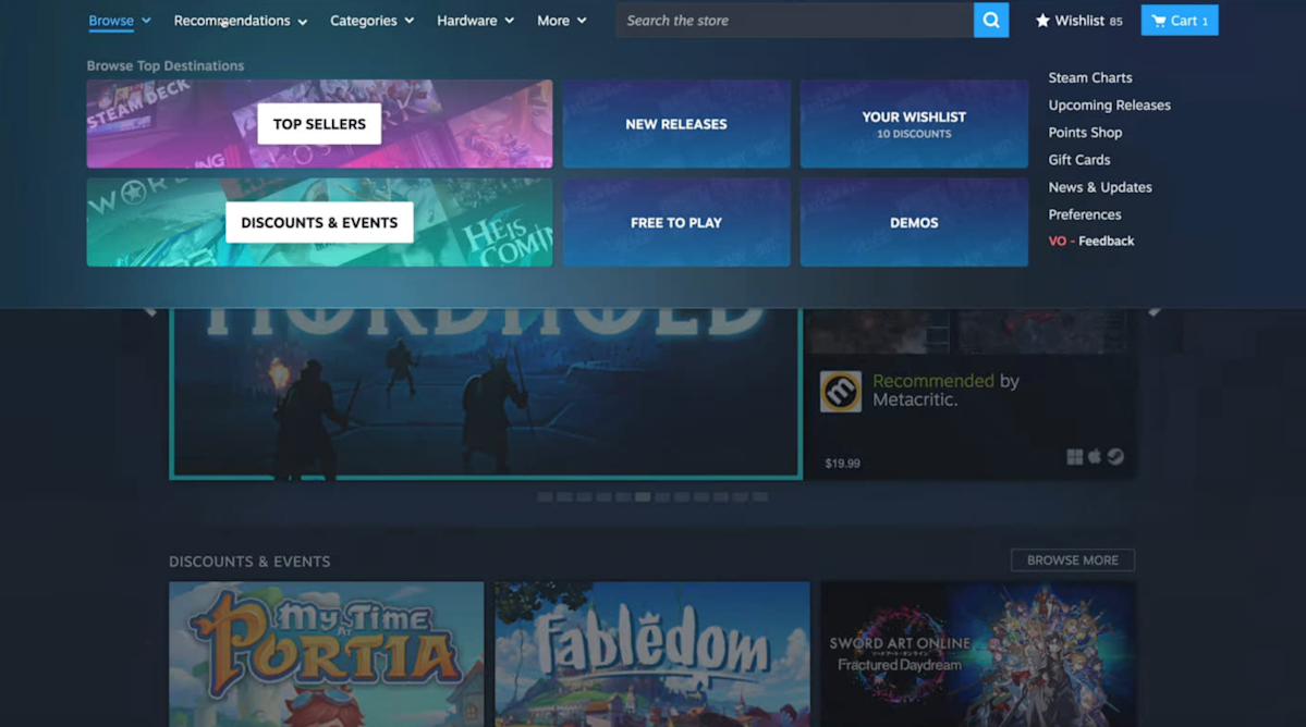 Valve rolls out a new Steam store menu to make it easier to find games